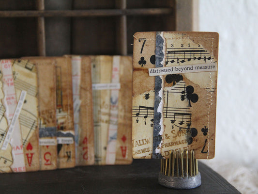 6 Altered Playing Cards for junk journals or scrapbooking